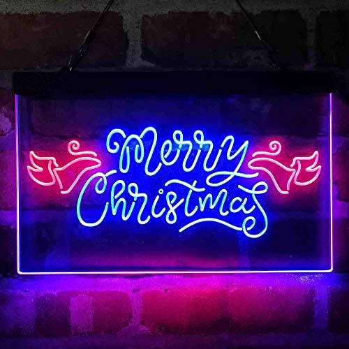 Merry Christmas Wing Decoration Dual LED Neon Light Sign